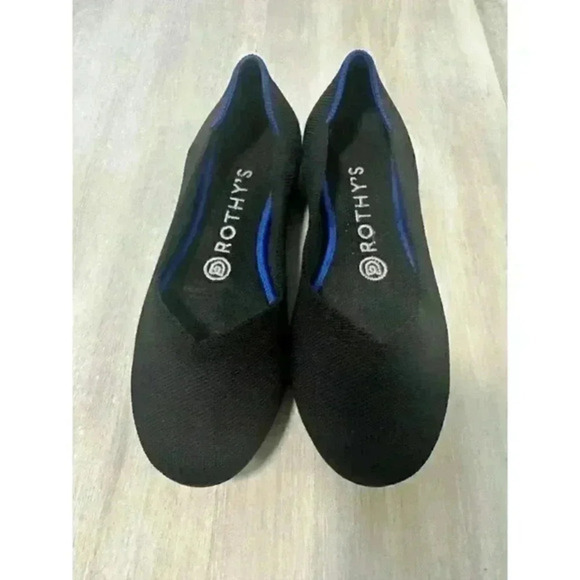 Rothy's The Flat Black Solid Knit Fabric Ballet Flats‎ Women's US 6.5 - Picture 2 of 8